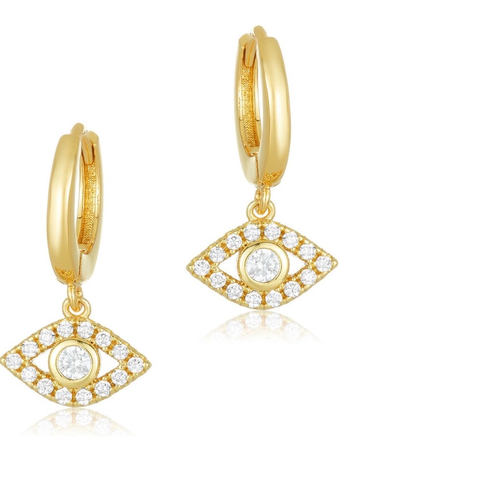 Adorina NEW CZ Evil Eye Drop Huggie hoop earrings